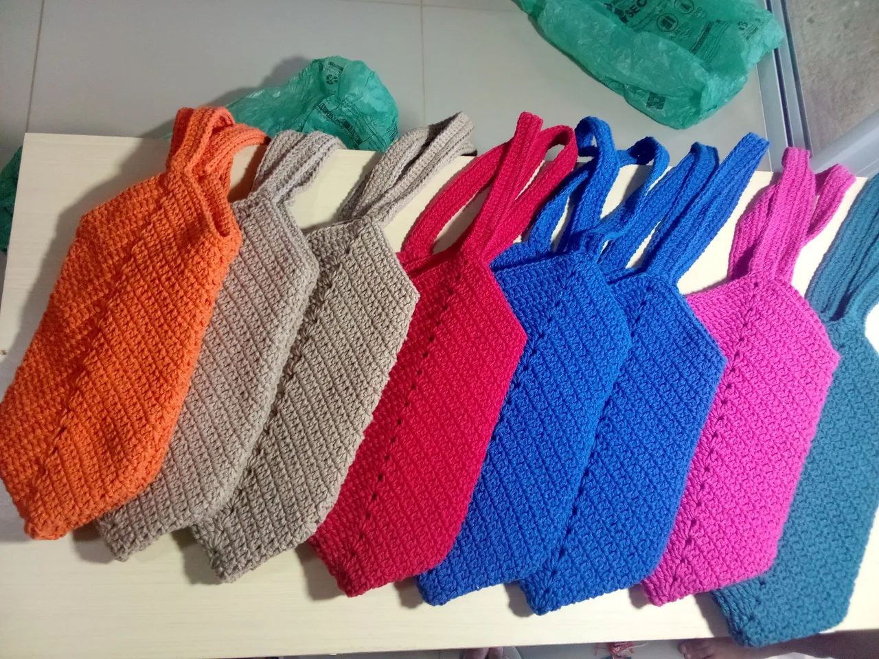 Bolsa ecobag de crochê feito a mão 