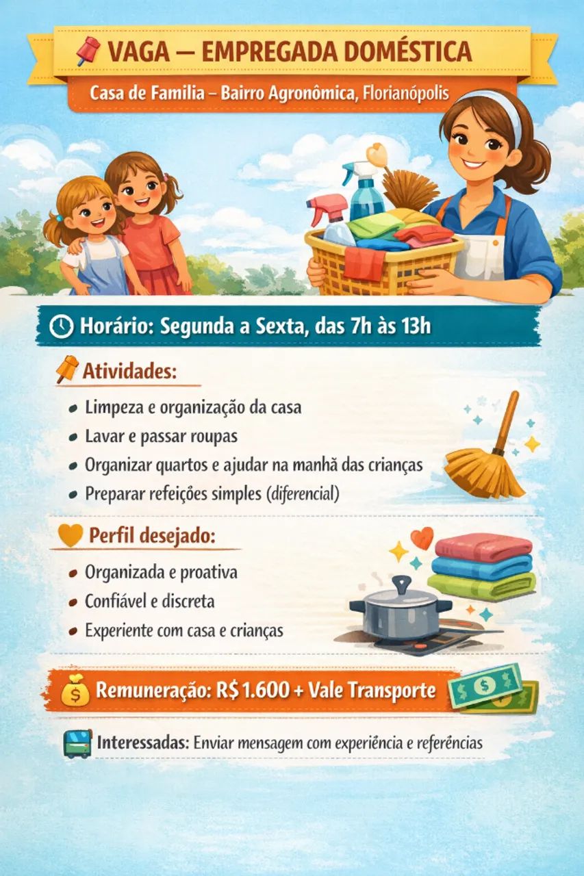 Vaga - empregada doméstica - Agronômica