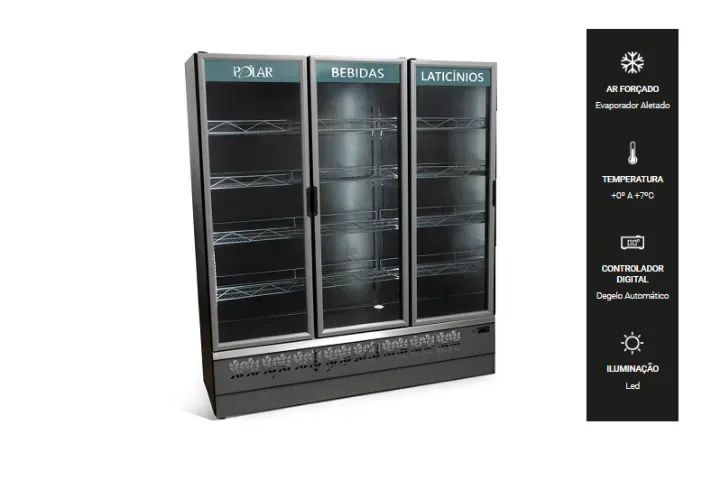 Expositor Refrigerado Premium Auto Serviço Polar 1.80m 3 Portas EVP-127v
