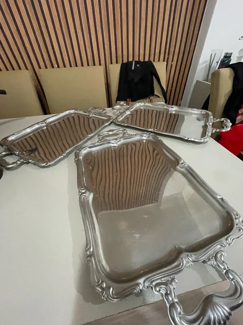 Conjunto bandeja prata servir inox - Foto 2