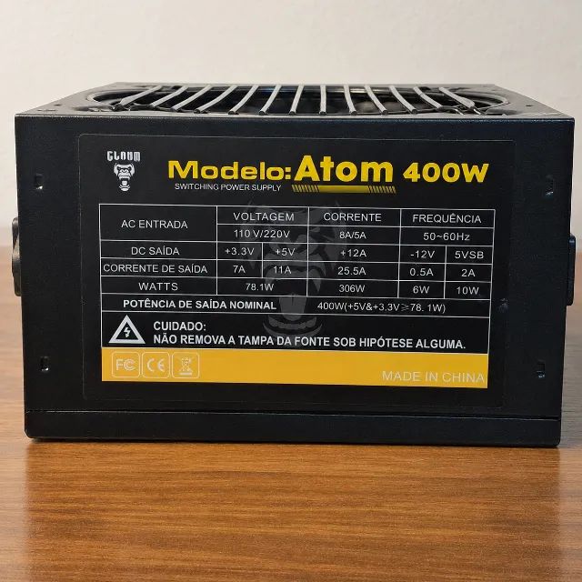 Fonte de Alimentação CLANM Atom 400W ATX Bivolt