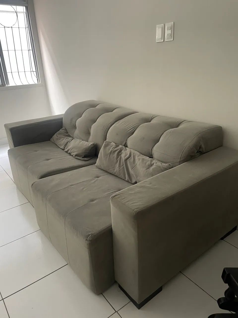 Sofá Retrátil + Reclinável de 3 lugares Cinza  - Foto 5