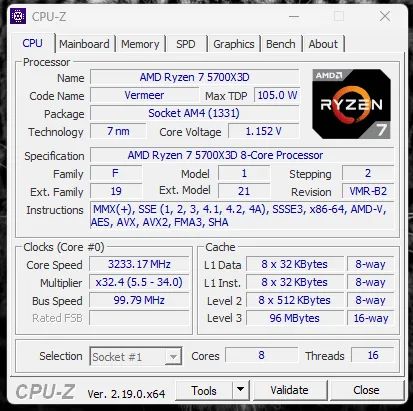 Processador AMD Ryzen 7 5700X3D - TROCO POR 5500X3D