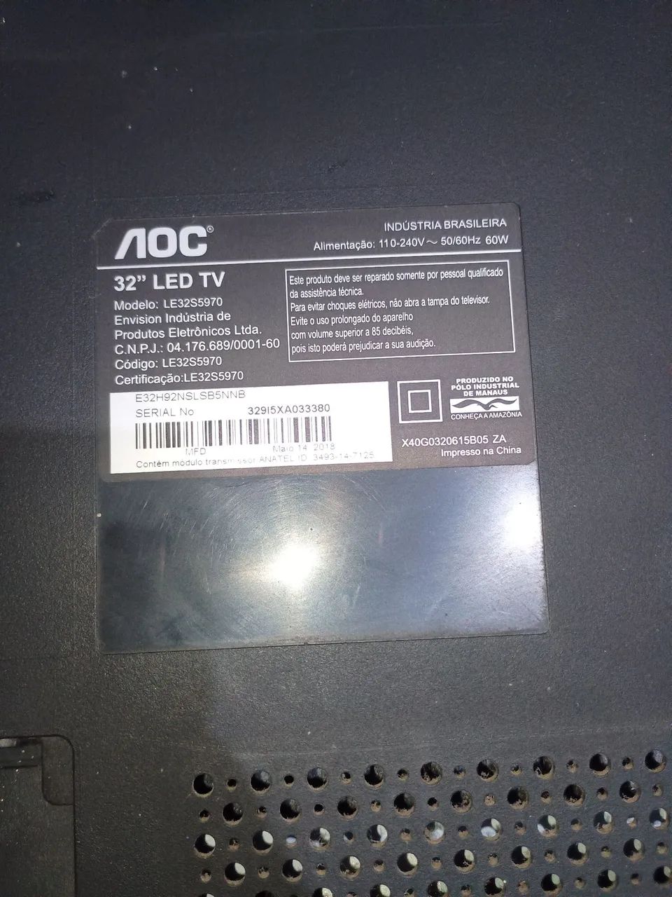 Televisão 32" LED TV | Marca: Aoc - Foto 3