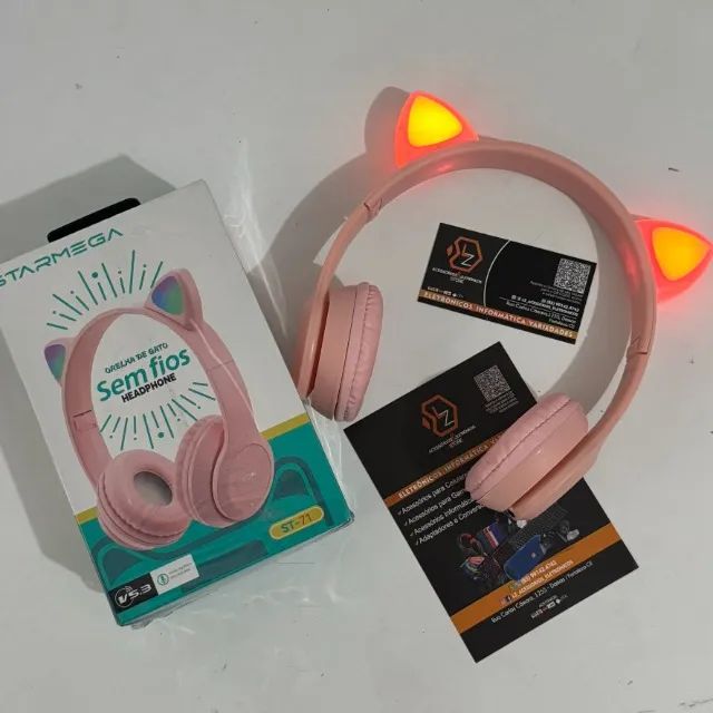 Fone de Ouvido Bluetooth Juvenil - modelo Gatinho