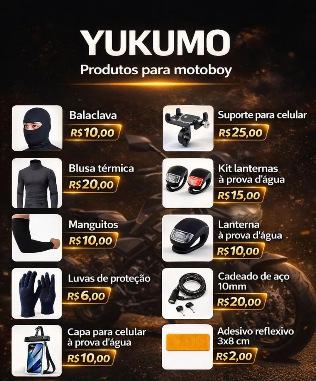 Produtos para motoboy 