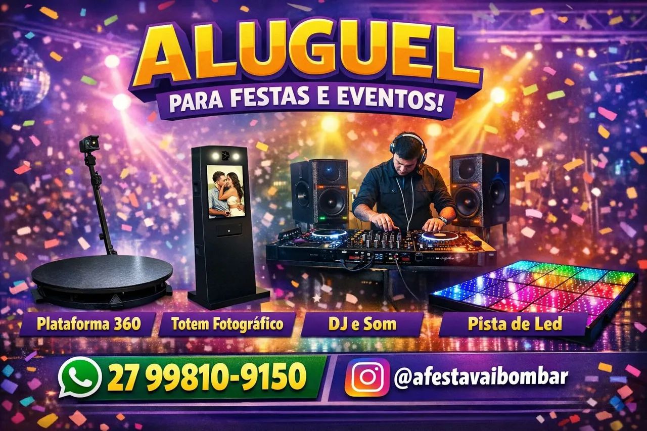 DJ, Totem Fotográfico, Plataforma 360, Pista de Led para festas