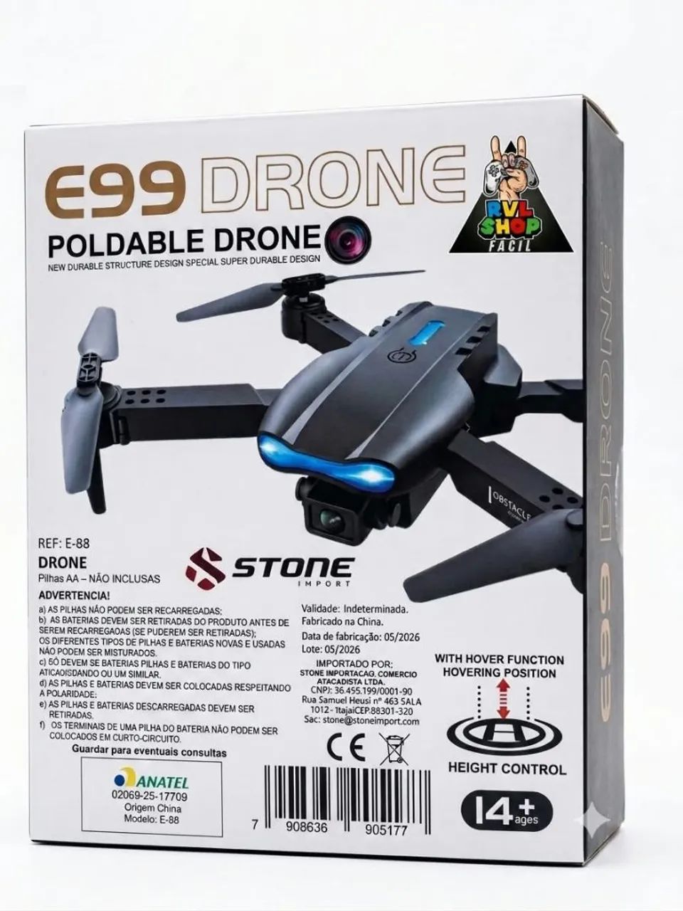 Drone E88 Com Câmera e Controle Remoto Novo - Foto 2
