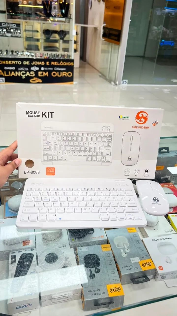 KIT TECLADO E MOUSE SEM FIO BLUETOOTH FIRE PHOENIX