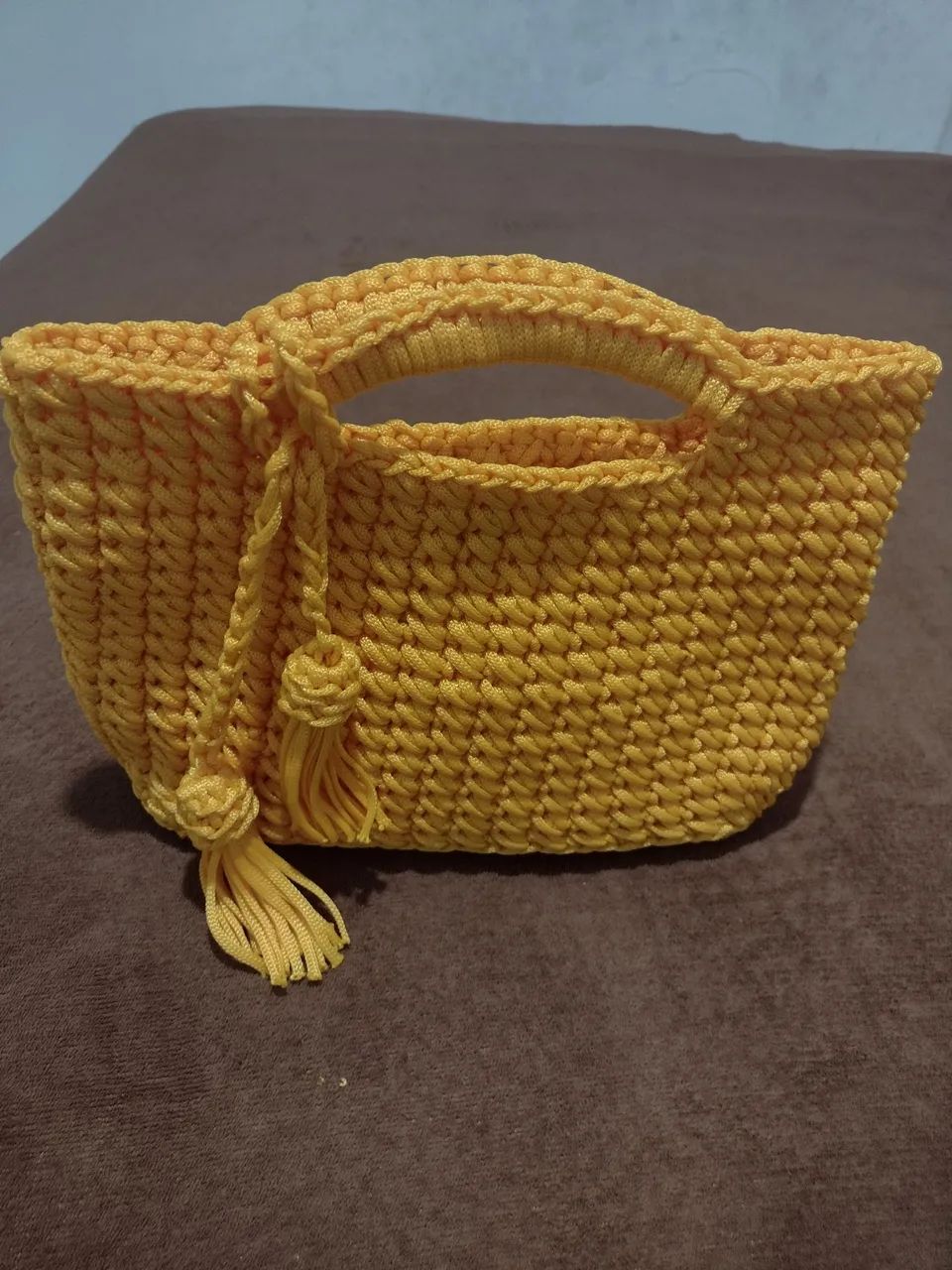 Bolsa crochê fino acabamento 
