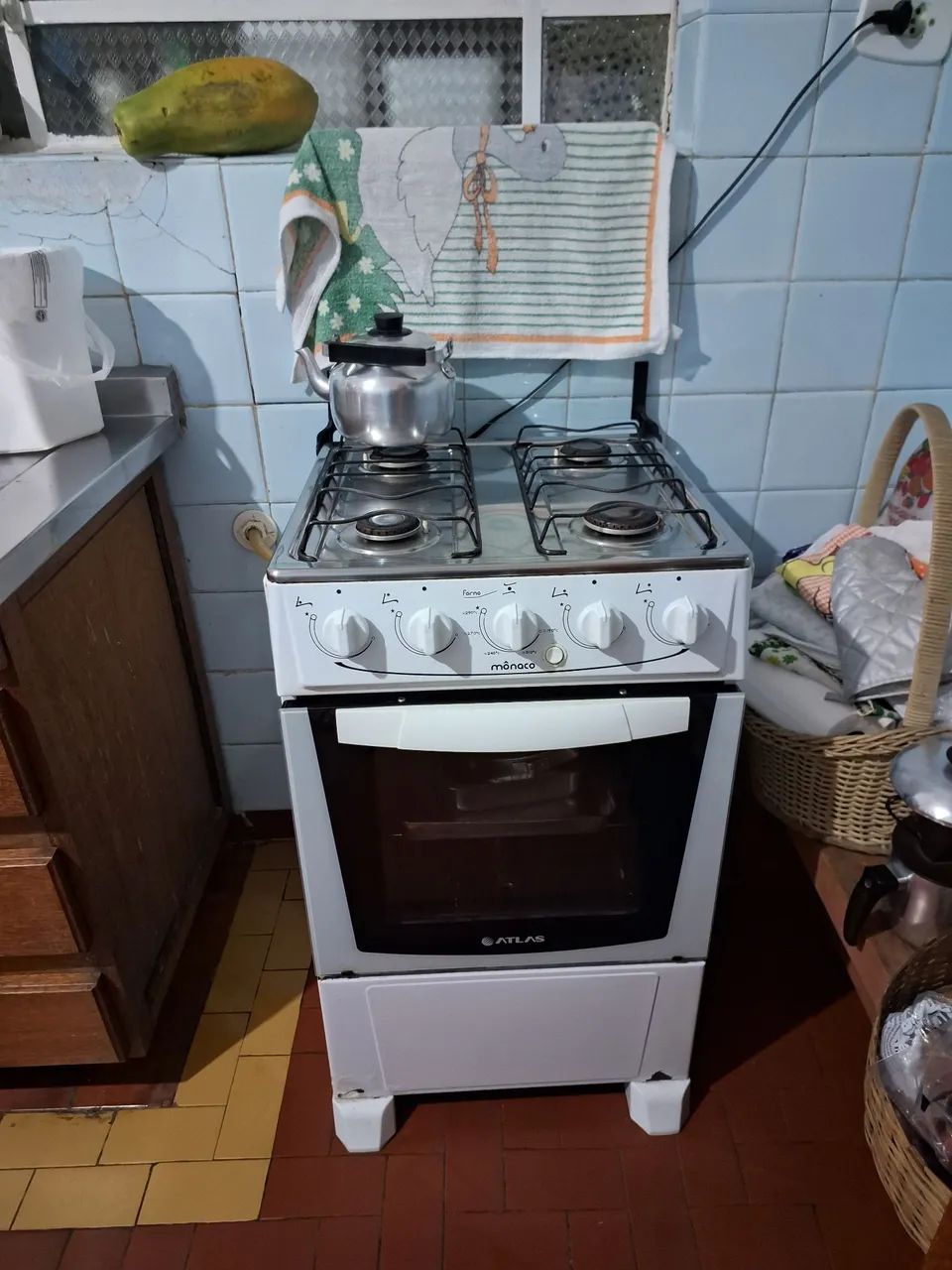 Fogão 4 bocas de piso atlas Mônaco branco bivolt