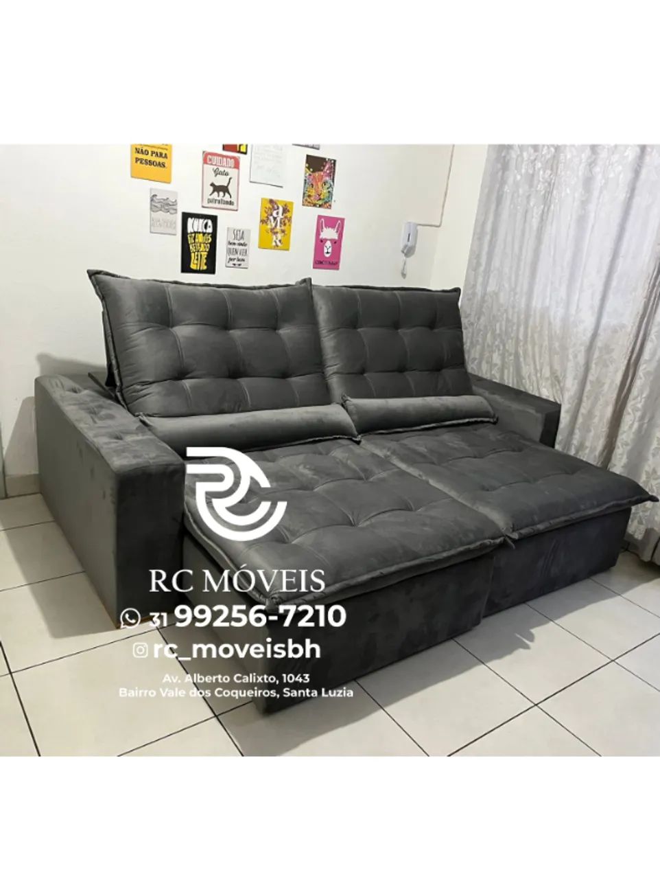 Sofá Cristal Retrátil e Reclinável 2,30m - Conforto e Sofisticação