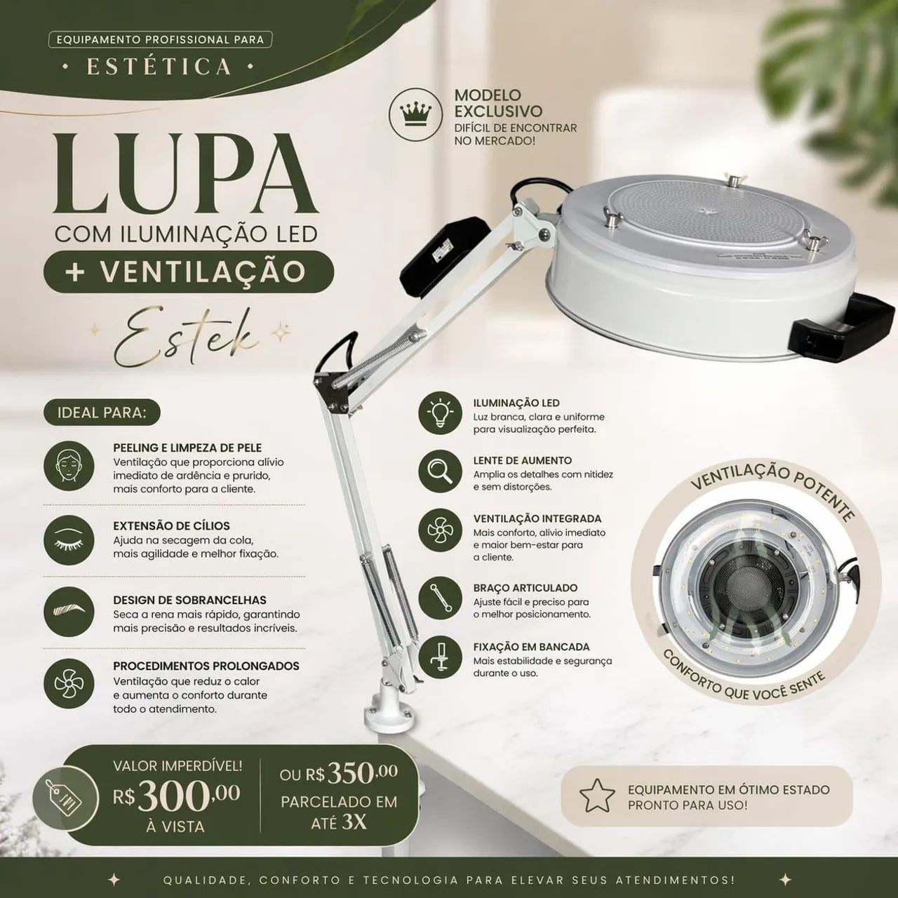 Vende-se Lupa com LED e exaustor de resfriamento!