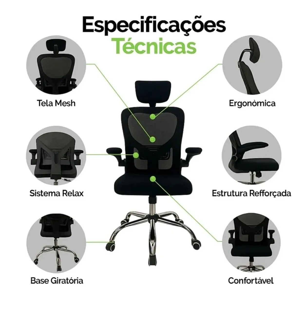 Cadeira ergonômica preta - Foto 3