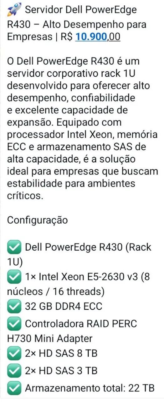 Servidor Dell Power Edge R430 pra vender mesmo  - Foto 2