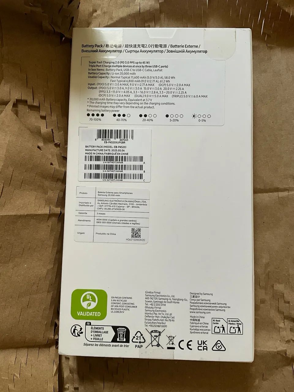 Power Bank Samsung 20000mAh 45w