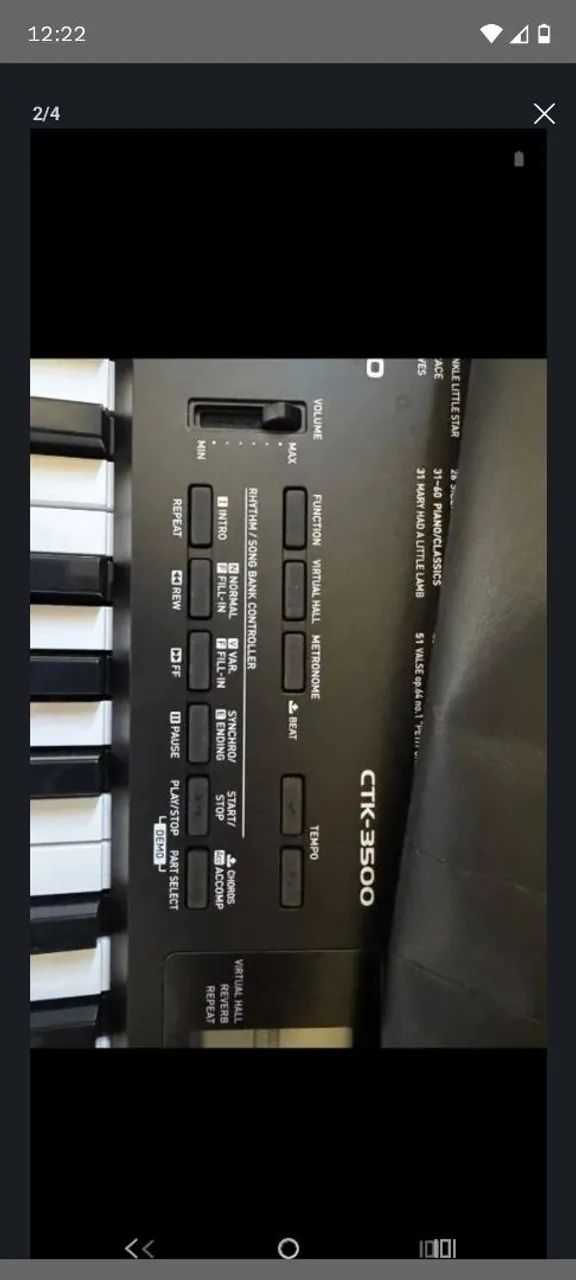 Teclado com teclas sensitivas 