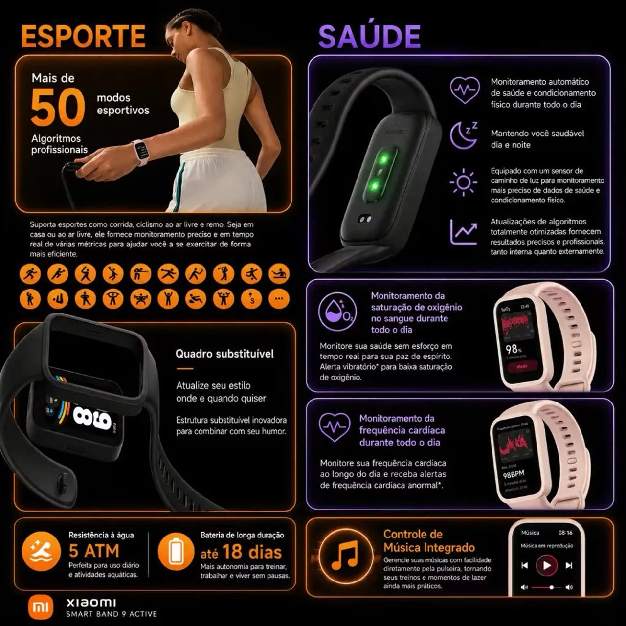 Relógio Mi Band 9 Active Xiaomi Smartband - Foto 2
