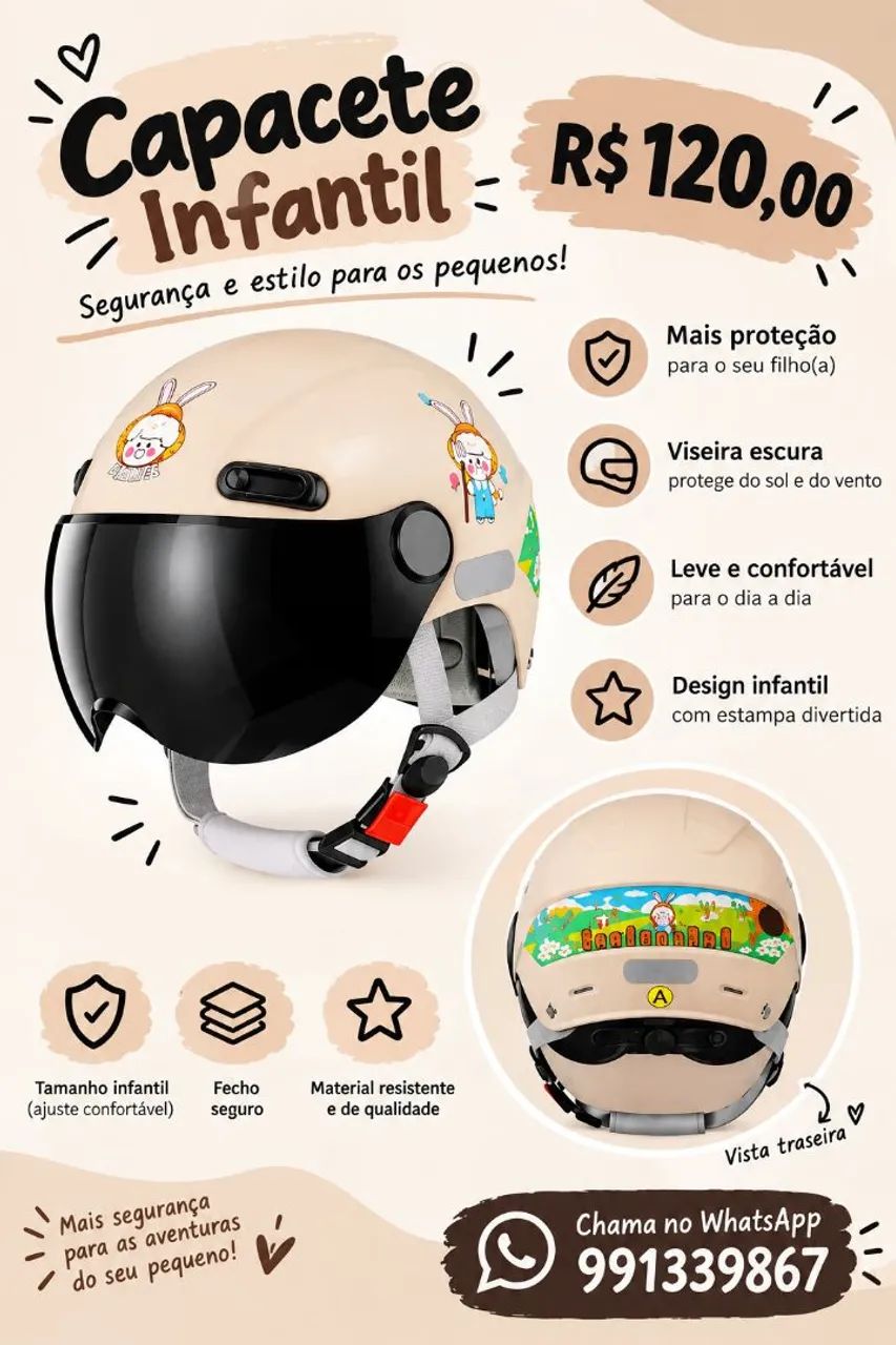 Capacete infantil novo
