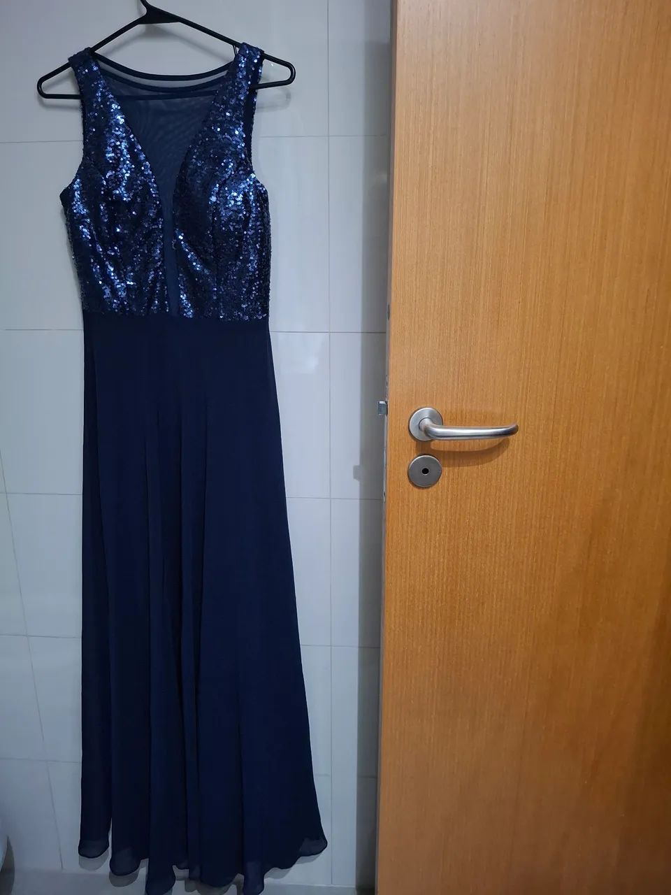 Vestido Longo Azul bordado - Foto 5