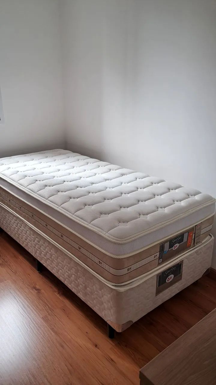 Cama Box + Colchão Silvério Star Solteiro Air Pocket Castor