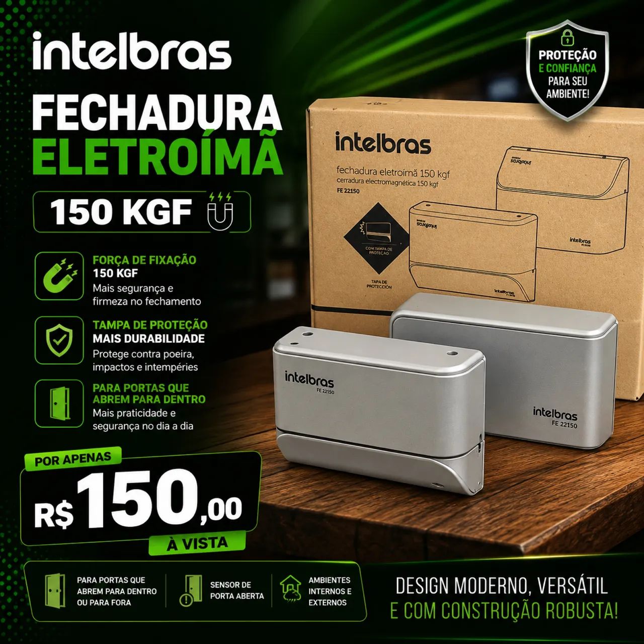 Fechadura eletroímã intelbras 