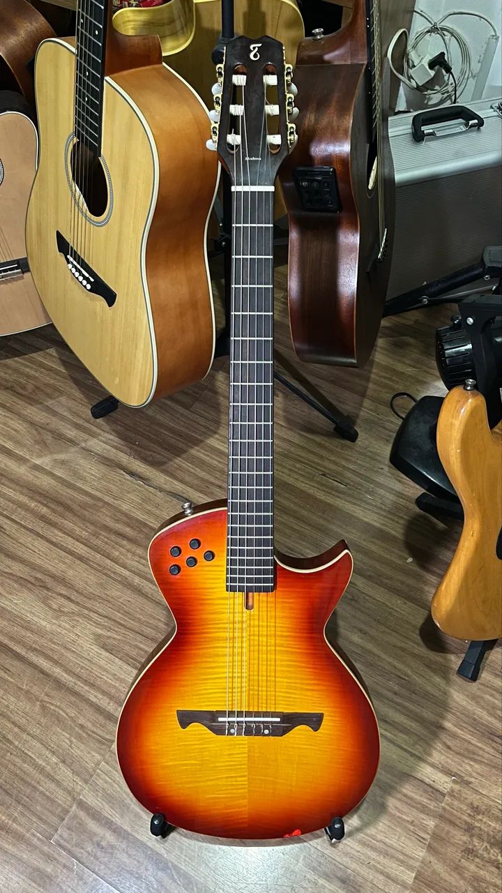 Violão Tagima Modena Nylon Cherry Burst Elétrico - Foto 2