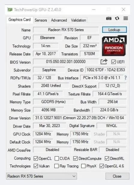 RX 570 4GB Sapphire 8 pinos funcionando - Foto 3