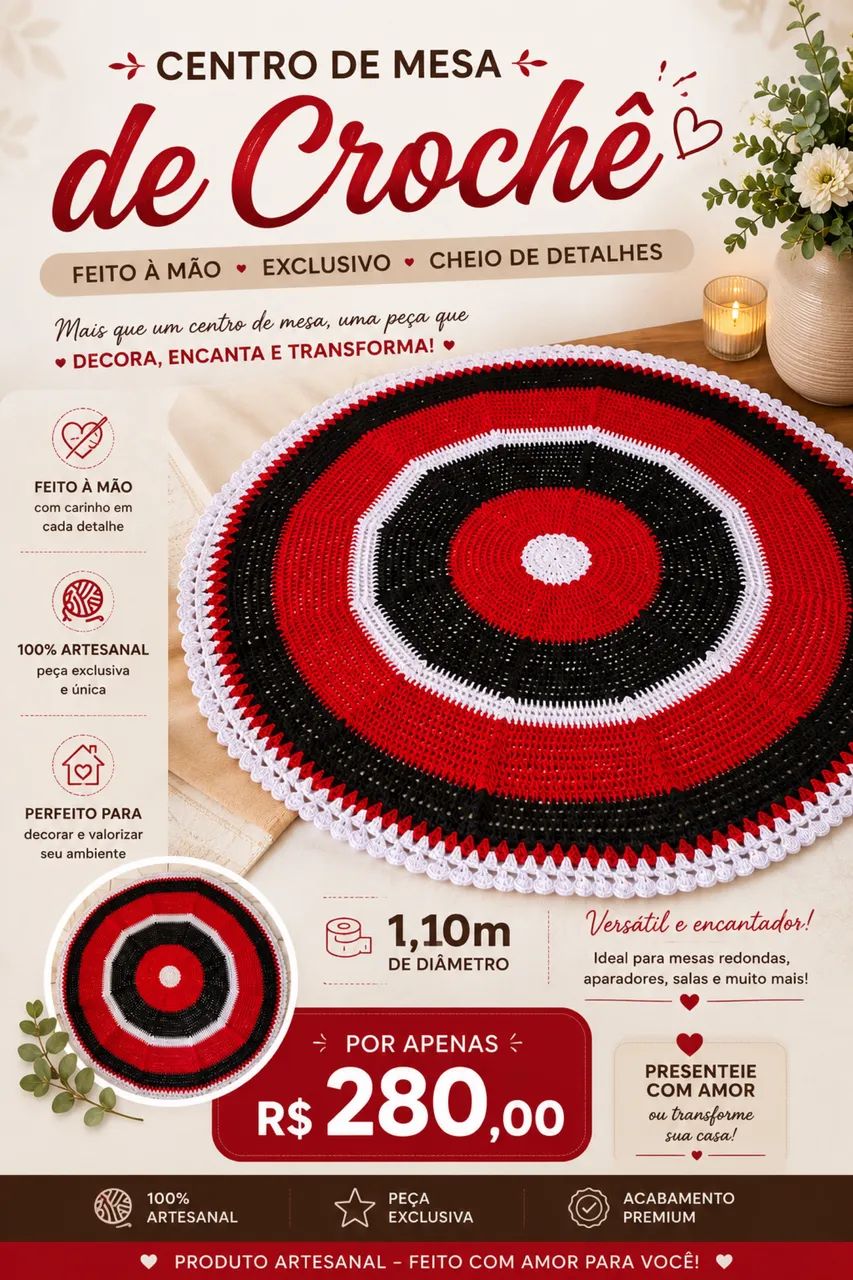 Mesa de centro de crochê 