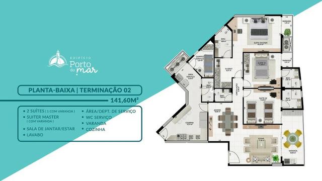 Apartamento de 3 suítes na Ponta do Farol 158,84 m2 e 141,60 - Foto 6