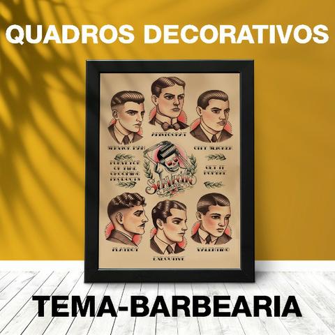 Quadros Tema Barbearia - Kit Com 5 Quadros