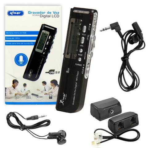 Gravador de Voz Digital com Display Lcd Kp-8004 Knup 8Gb Saída para P2 Mp3 Player Usb Rj11 - Foto 4