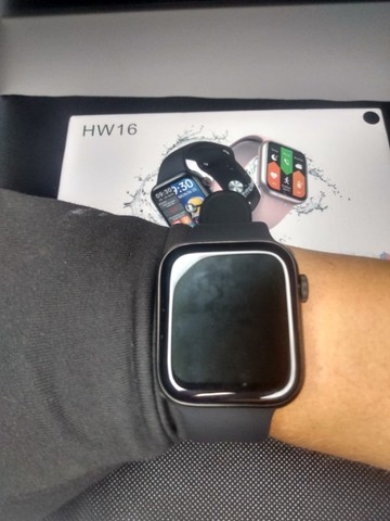 Relógio smartwatch IWO Hw16 + brinde preto apple android esporte