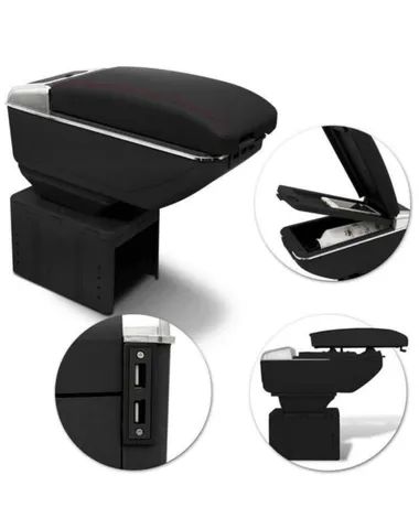 Console Apoio De Braço Universal Preto Com 7 Entradas Usb Carro Veicular Encosto - Foto 3