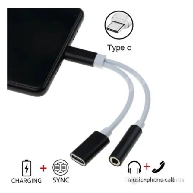 Cabo Y Adaptador Para Celular Tipo C Para Fone E Carregamento - 646
