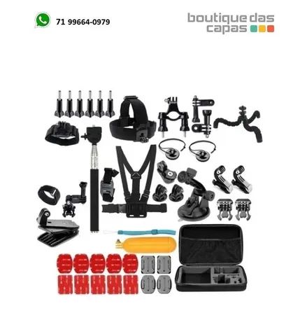 Kit Acessórios Gopro Aventura Suporte Case Tripé 53 Em 1 camera gopro xtrax tomate - Foto 2