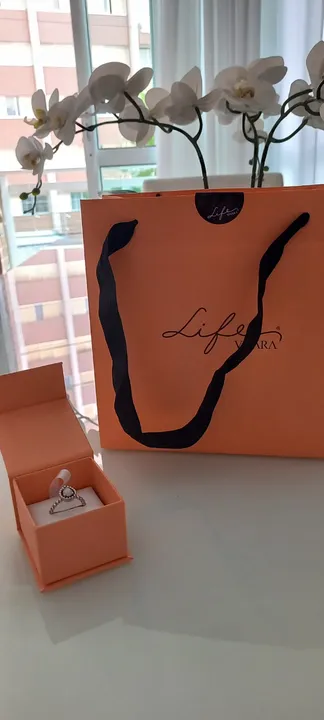 Anel Life Vivara Pedra da Lua Branca - Kit c/ Embalagem e Sacola