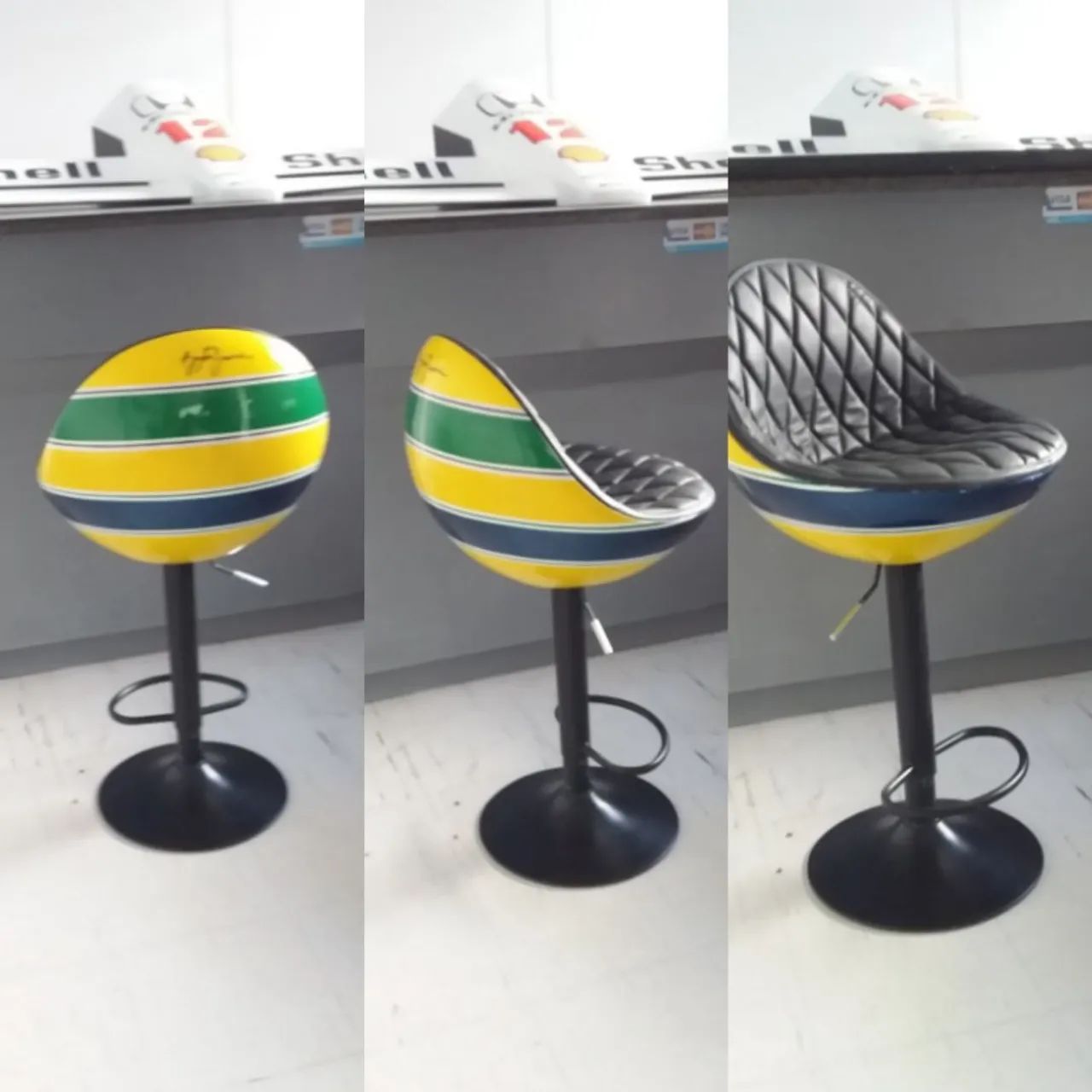 Banco de Bar - Banqueta Estilo F1 - Ayrton senna 