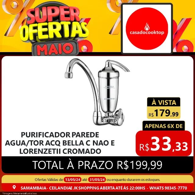 Purificador parede agua/tor acq bella c nao e lorenzetii cromado