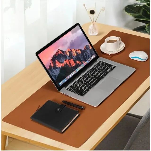 Mousepad mouse pad 70 x 30 cm em couro sintético marrom preto - Foto 5