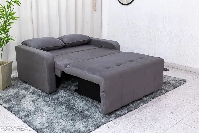 Sofá Cama Aurora Veludinho Cinza rf75 - Foto 2
