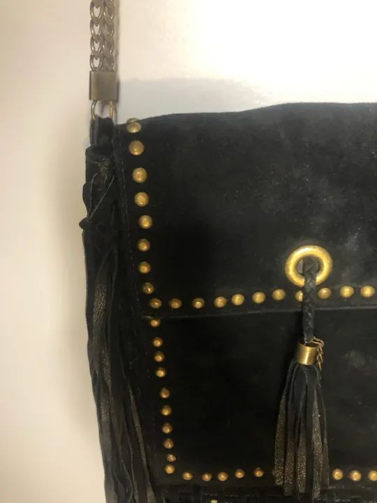 Bolsa couro preta com franjas NK STORE - Foto 2