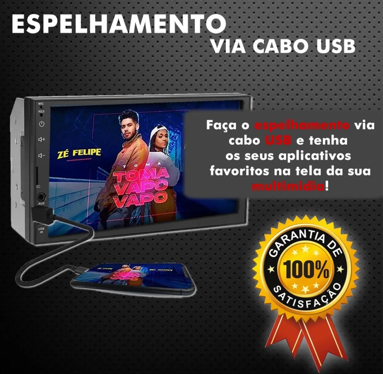 PROMOÇÃO SABADÃO: Multimídia Espelhamento iOS Android MP5 Bluetooth USB SD FM AUX?