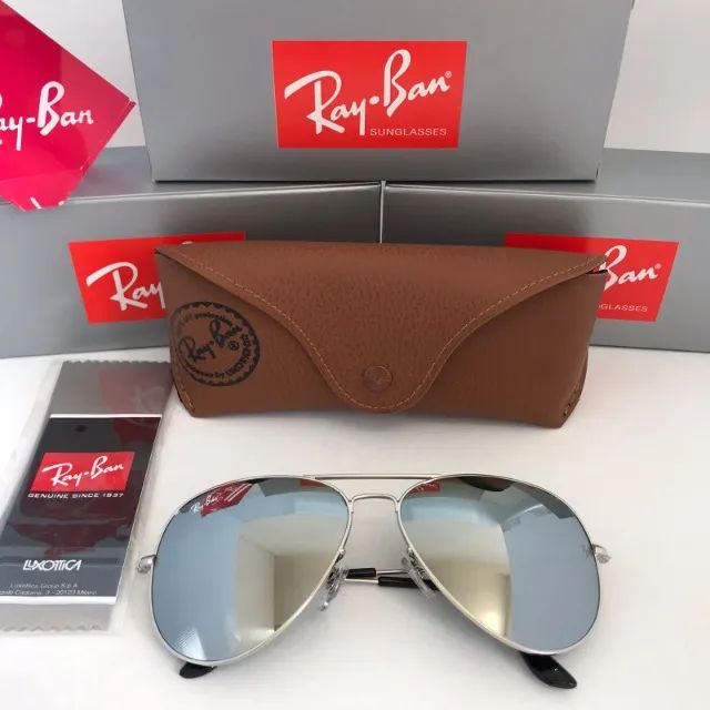 Óculos Ray Ban Aviador Espelhado Tamanho 64 Lentes de Cristal