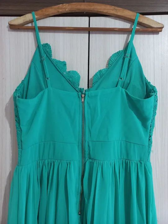 Vestido de Festa Verde Tiffany com Renda - Foto 4