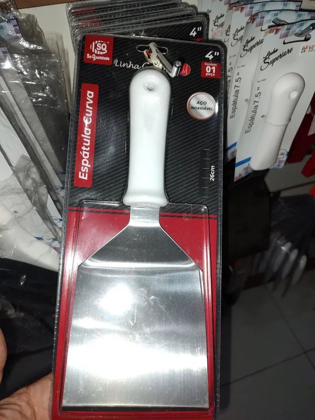 Espátula curva inox n4 polegadas grande  ótima qualidade profissional para lanche 