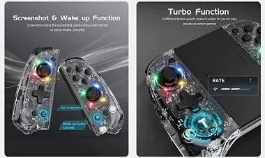 Joycon Premium + Grip + Case RGB Transparente para Nintendo Switch e OLED + Case - Foto 3