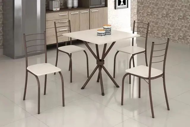 Mesa Granitada 70x70 com 4 cadeiras 3 cores - Foto 3