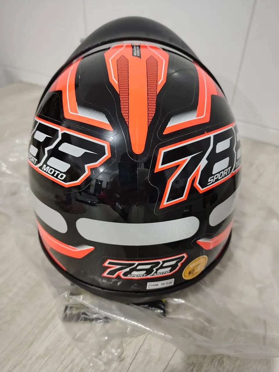 Capacete Moto - Preto com Laranja Novo - Foto 4