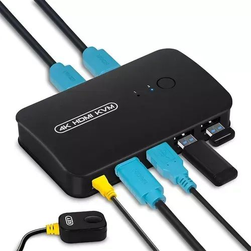 Chaveador Kvm Hdmi Usb 4k Para 2 Pcs Com Cabos E Controle - Foto 4